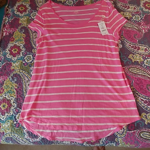 Joe Fresh,Size L,Pink & White striped Womens top - Picture 3 of 7